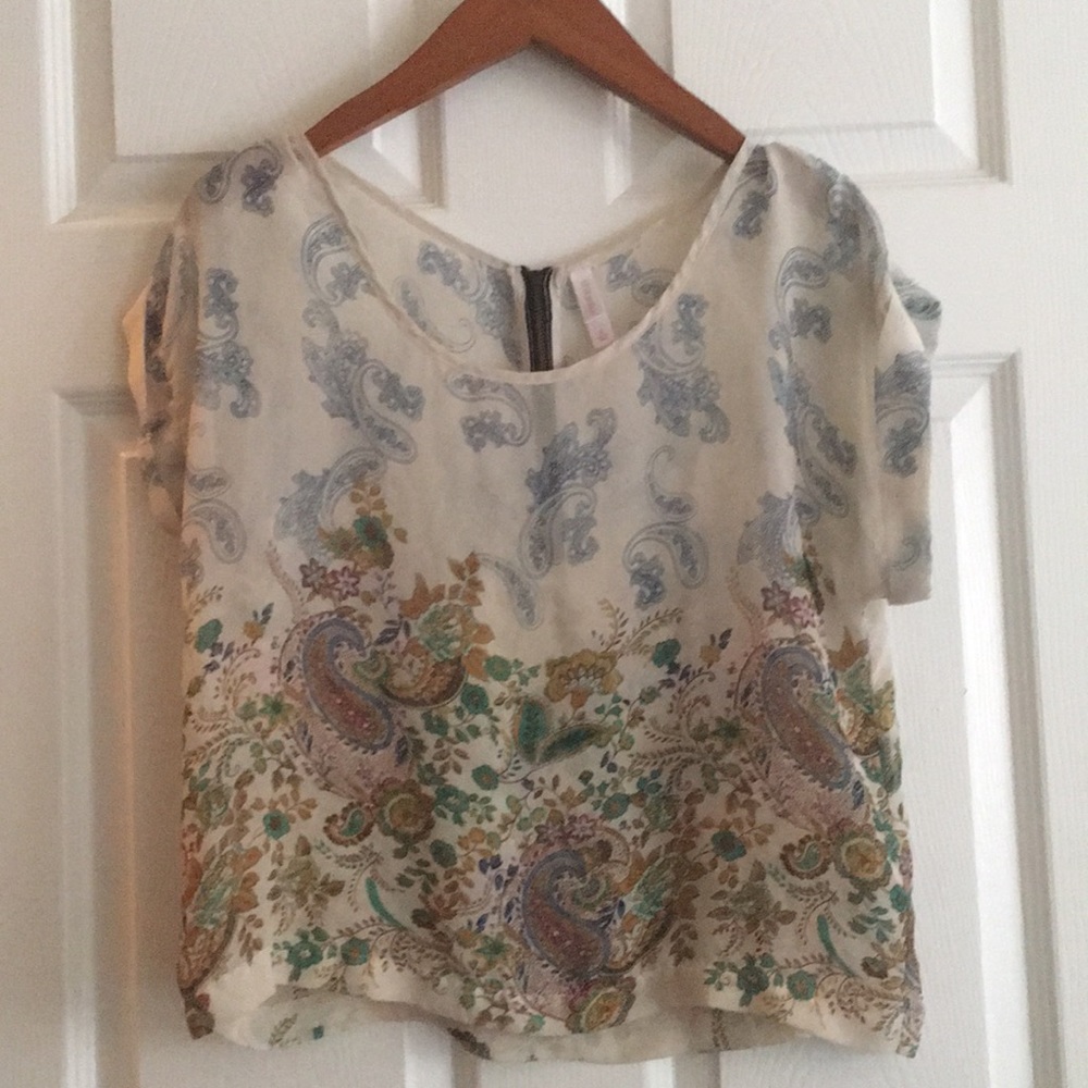 Sheer floral crop top